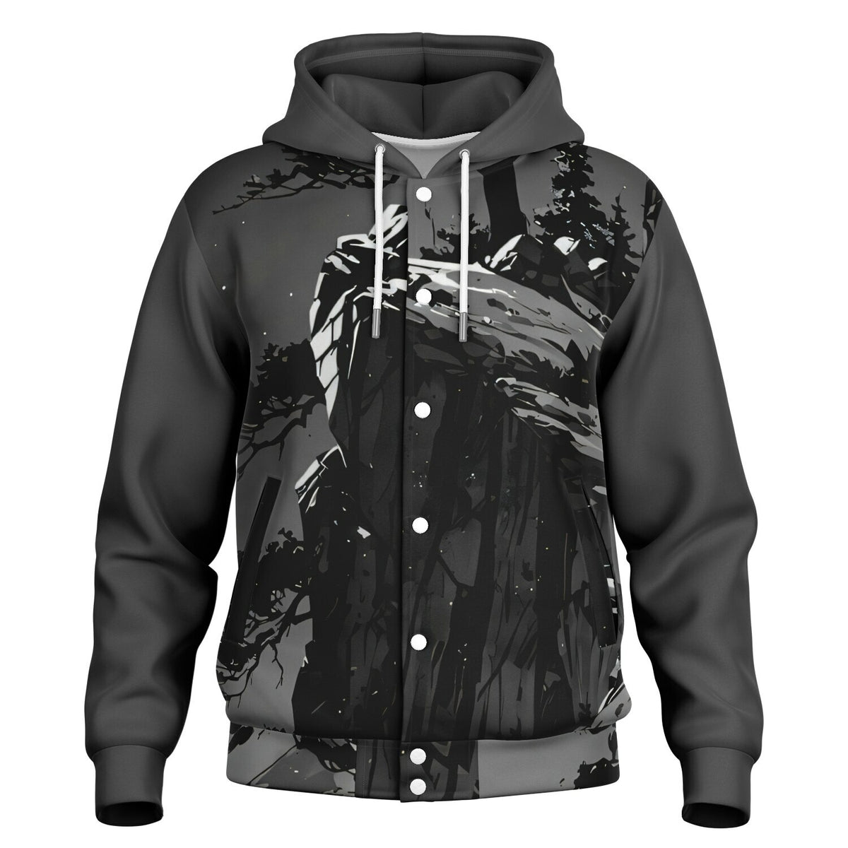 Cliffside Shadow Hooded Baseball Jacket