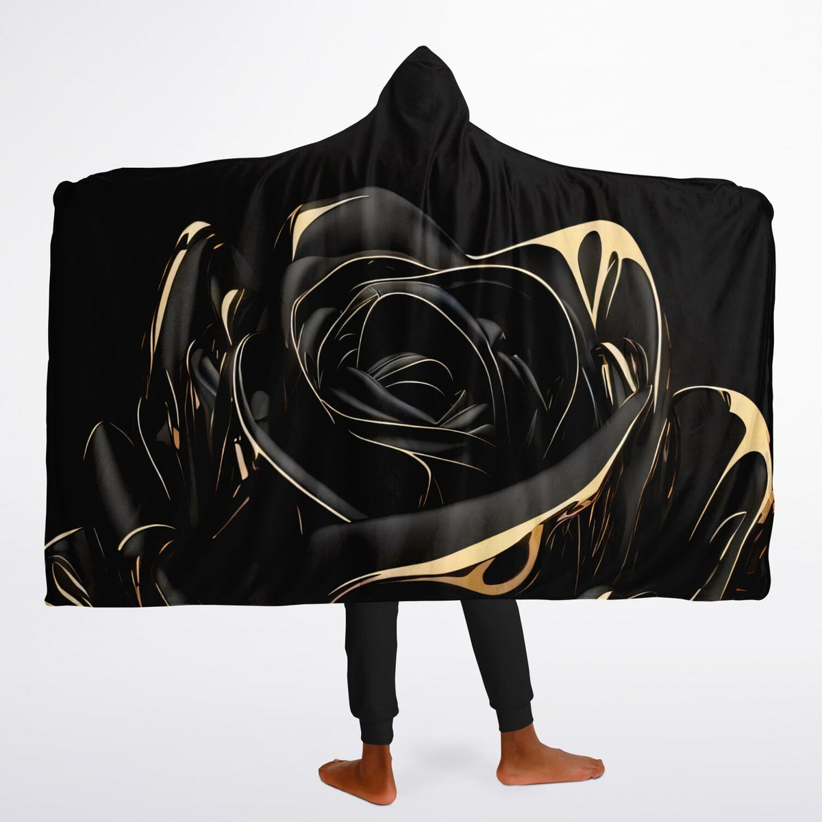 Midnight Bloom Hooded Blanket