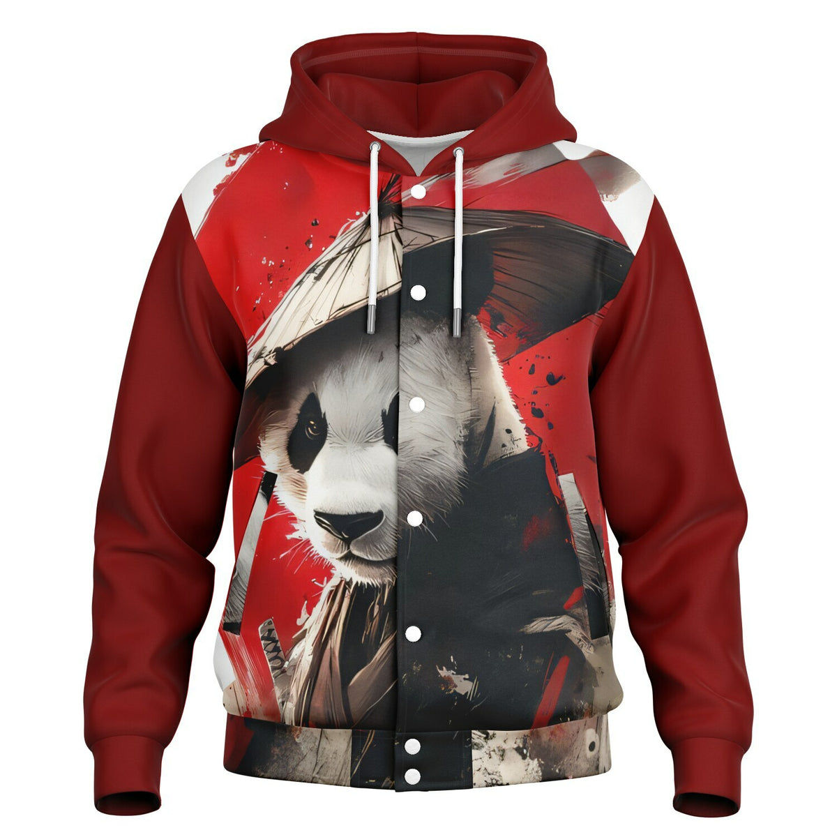 Panda Path Hooded Baseball Jacket