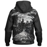 Cityscape Wanderer Hooded Baseball Jacket