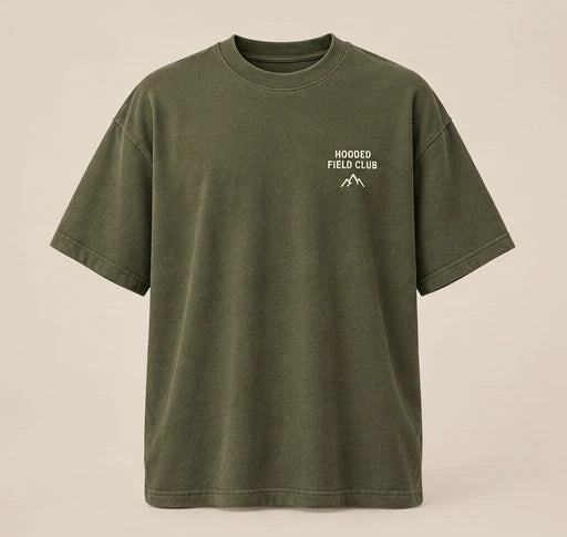 HOODED Field Oversized T-Shirt in olive — product concept