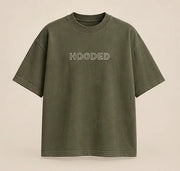 HOODED Outline Oversized T-Shirt in olive — product concept