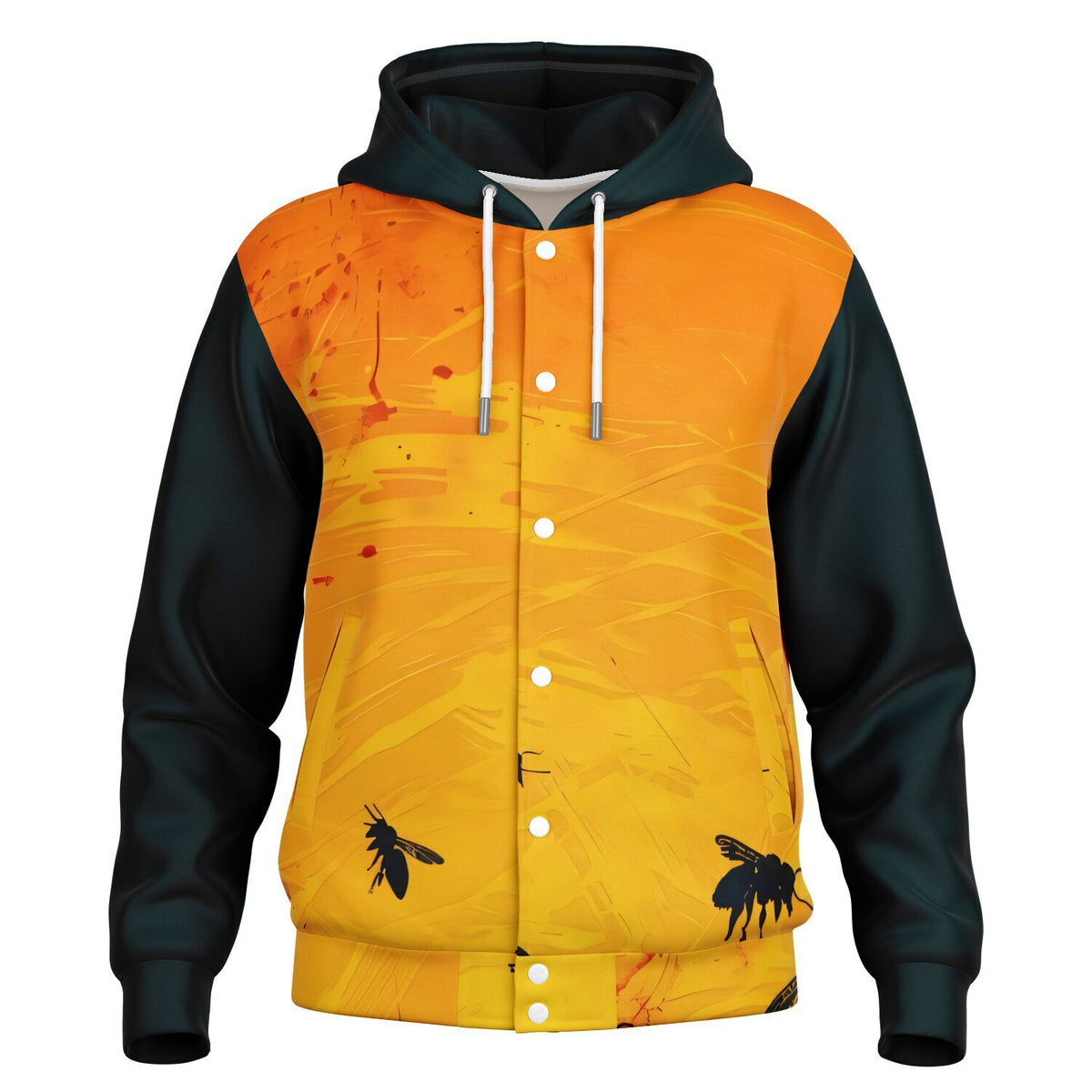 Golden Swarm Hooded Baseball Jacket