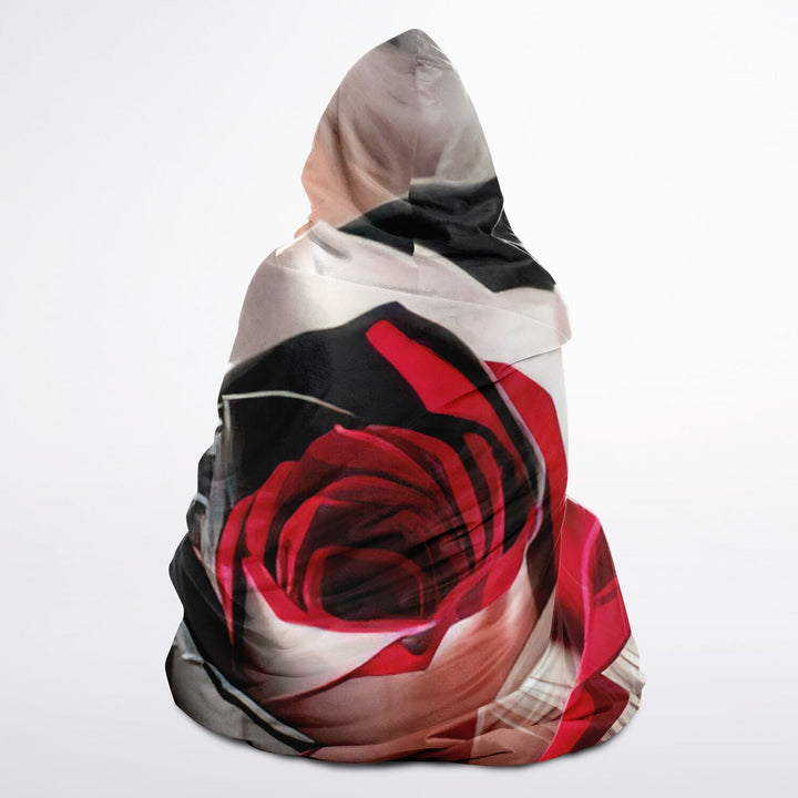 Crimson Bloom Hooded Blanket