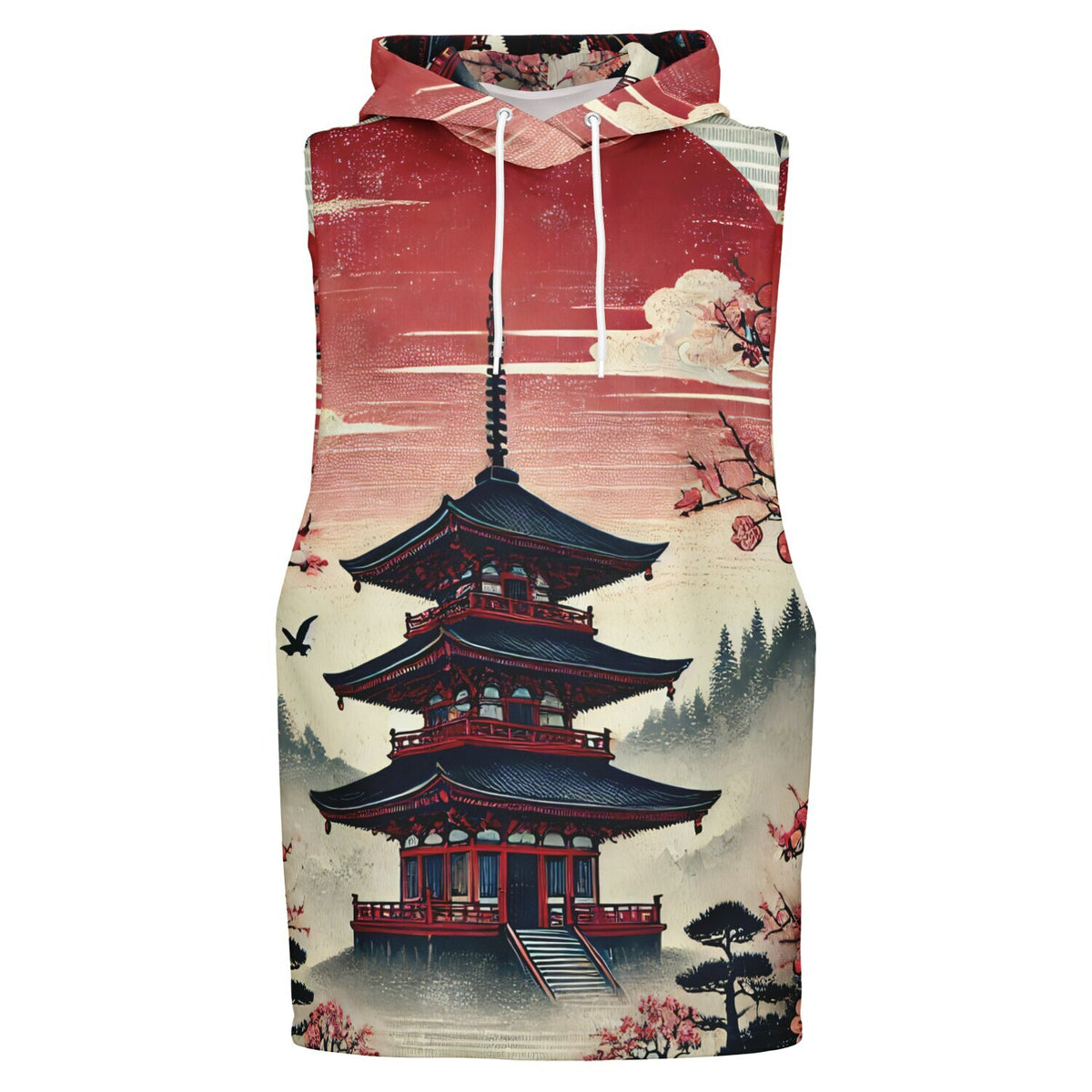 Sakura Serenity Sleeveless Hoodie