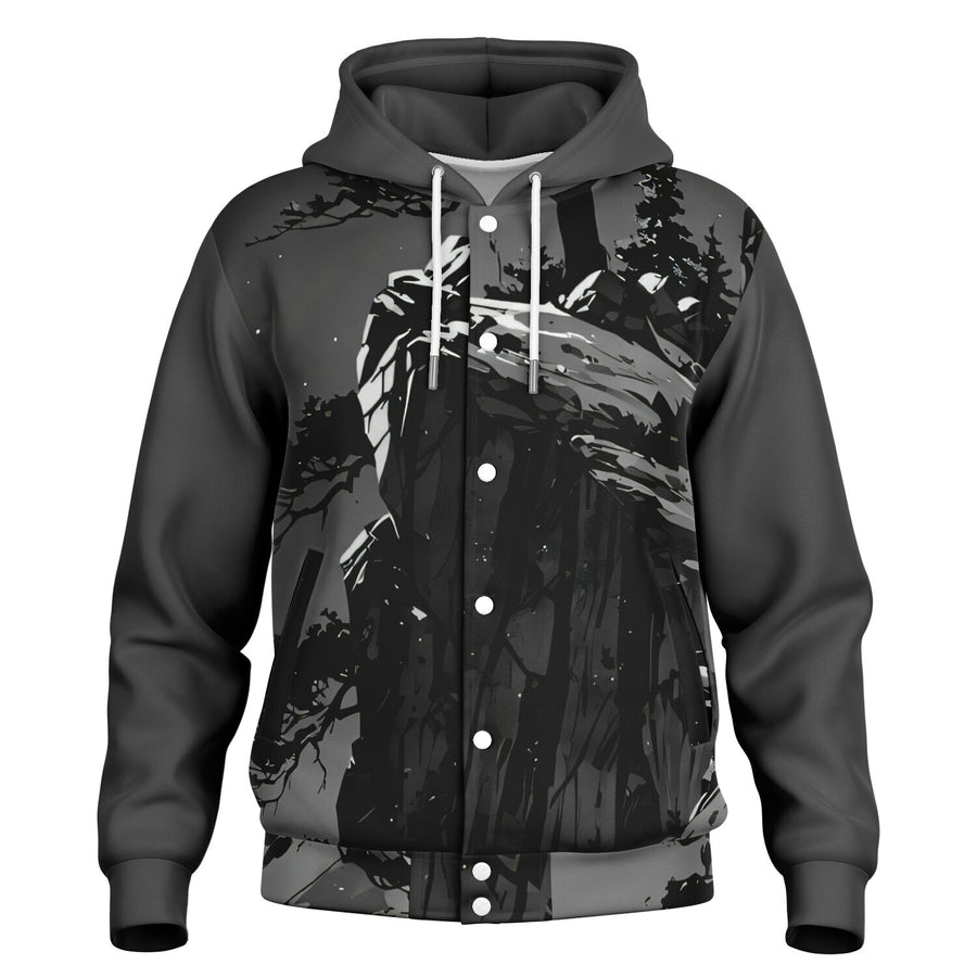 Cliffside Shadow Hooded Baseball Jacket