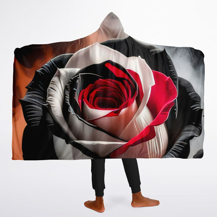 Crimson Bloom Hooded Blanket