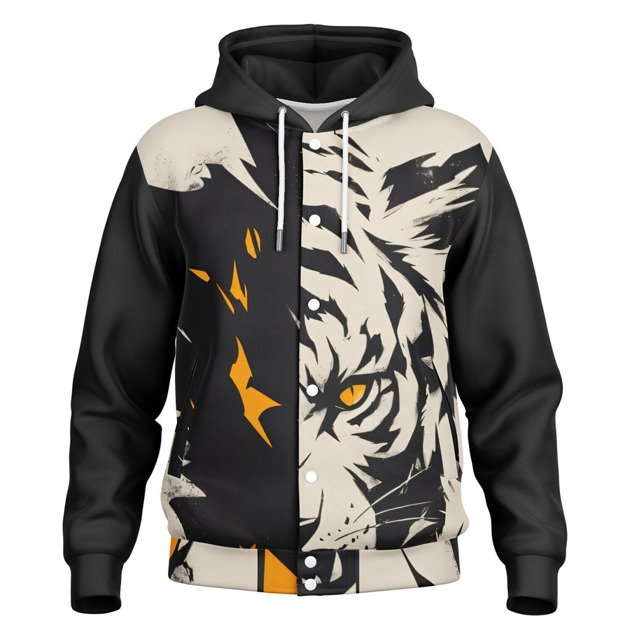 Tiger's Gaze Hooded Baseball Jacket