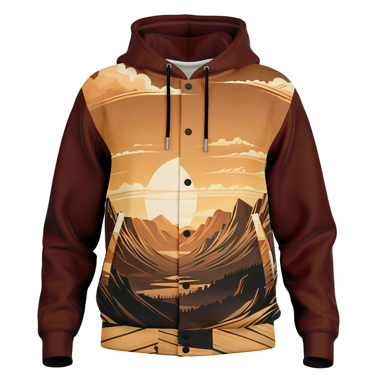 Golden Mesa Hooded Baseball Jacket
