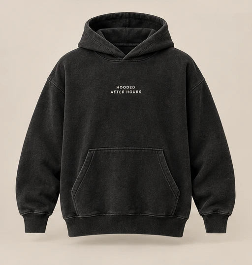 HOODED Afterhours Oversized Hoodie in washed black — product concept